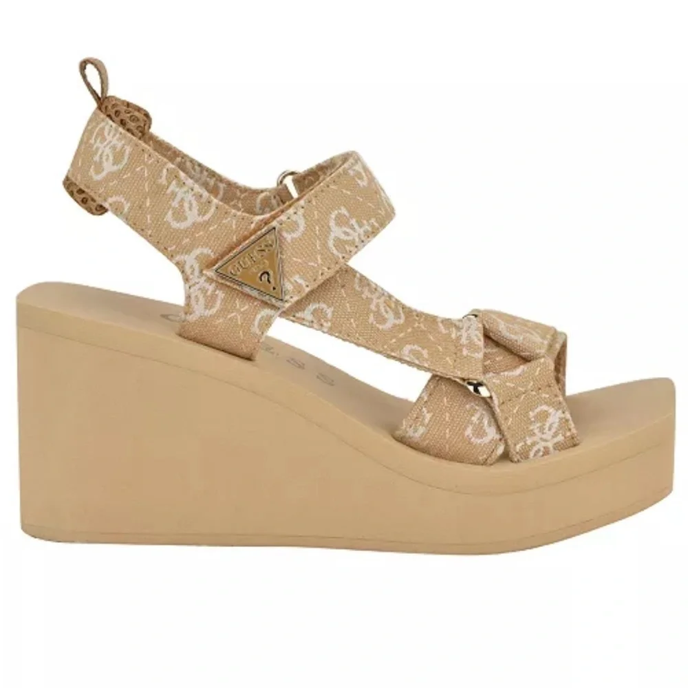 GUESS Tan Women's Daysa Quattro-G Strappy Eva Wedge Sandals Size 9